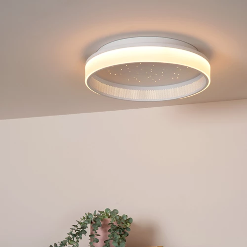 Lucide ESTREJA - Flush ceiling light - Ø 40 cm- LED 3 StepDim - CCT - 2500K/3000K - White - atmosphere 1